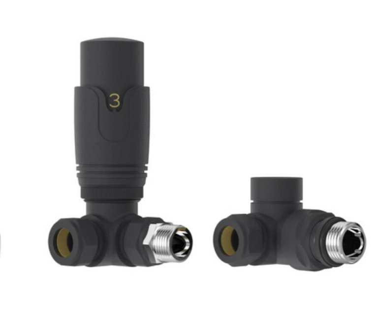 New Pro Anthracite 1/2" Thermostatic Corner Radiator Valve TRV RRP £54 Our Price £25