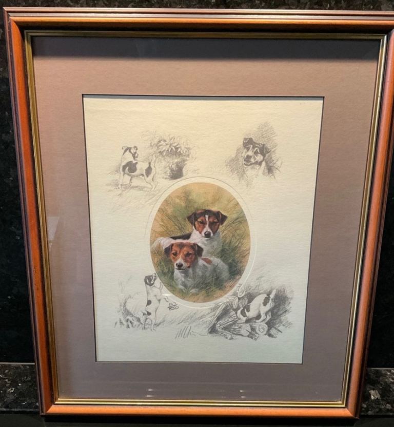 Rare Early Mick Cawston Limited Edition Print Signed and numbered Terriers 