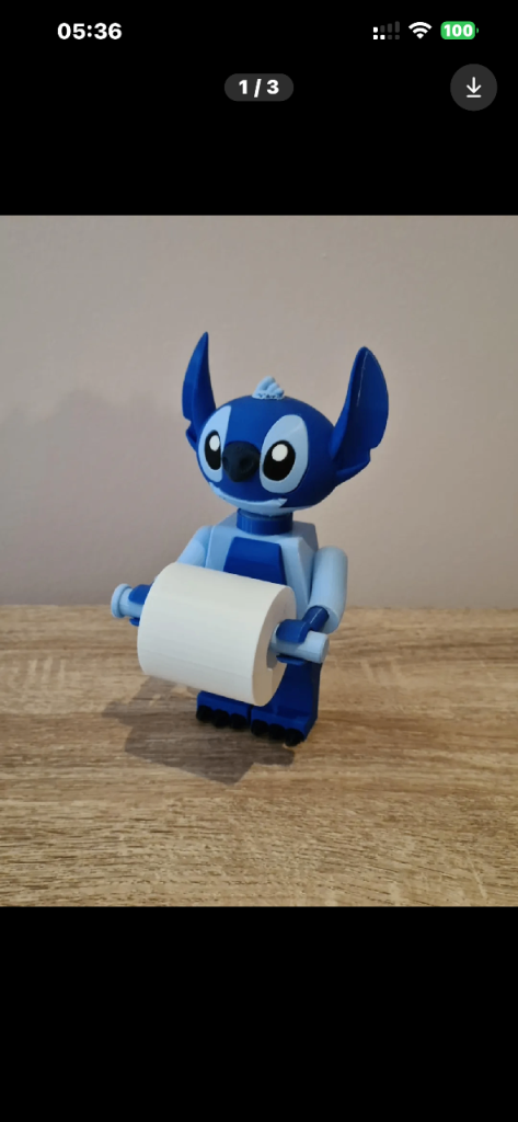 Stitch Toilet Roll Holder - Blue Plastic Figure