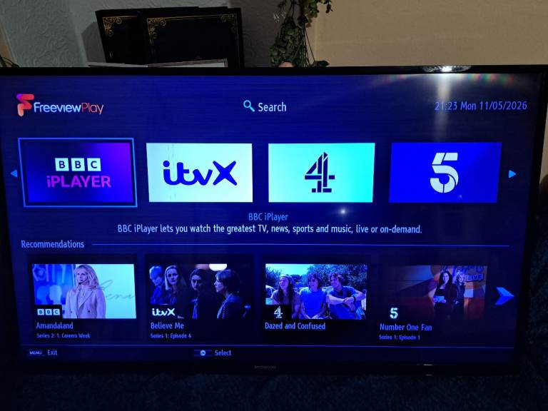 55" Smart tv with blue screen