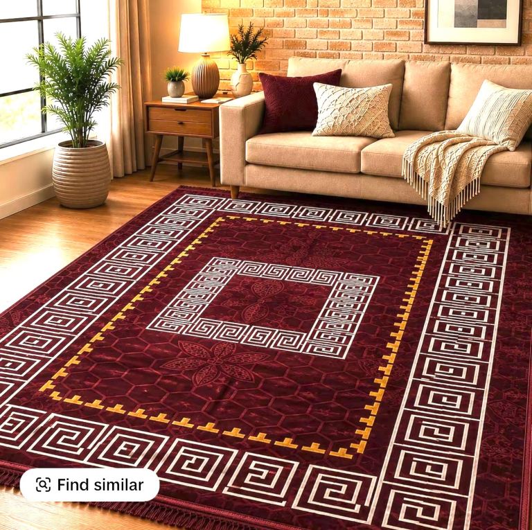 Greek style Rugs 160x230cm Burgundy red