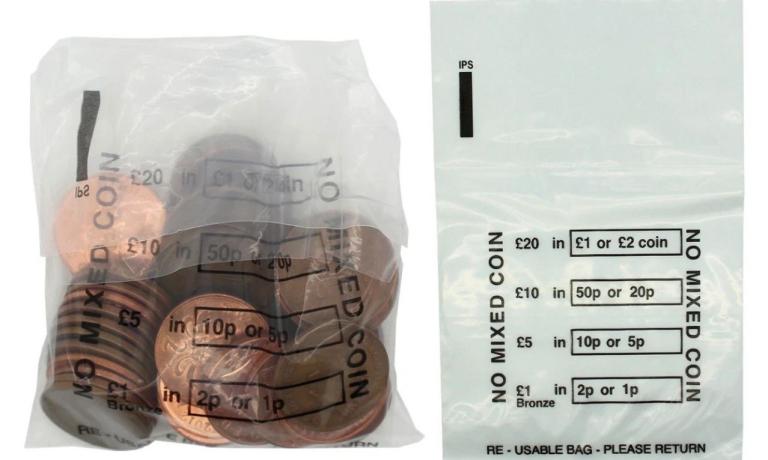 New Coin Bags for £1, £5, £10, £20 – £2.50 for 100