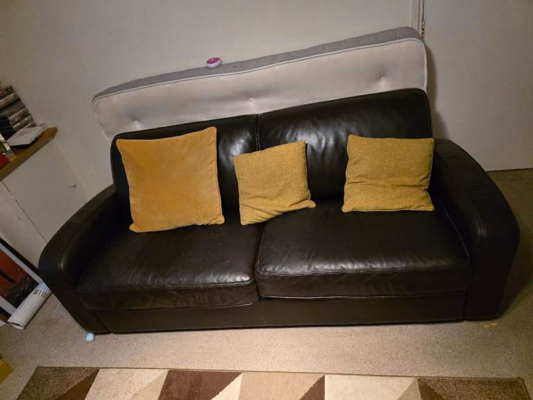 Huge comfy 3-seater leather sofa - very comfortable to sleep and relax on