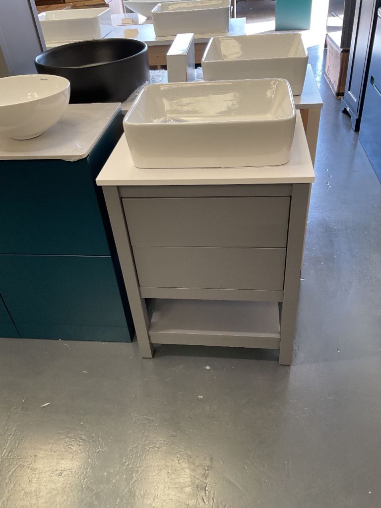 Tristan Alexander washstand in Lead grey 60x50cm , counter, basin,mixer, waste & handles