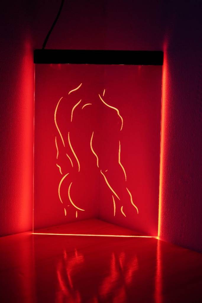 LED Vertical Light Sign NAKED MAN RED Acrylic 3 Pin UK Plug 