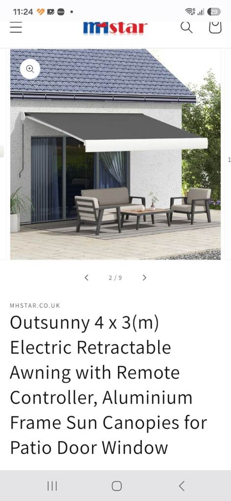 4m x 3m electric motorised awning