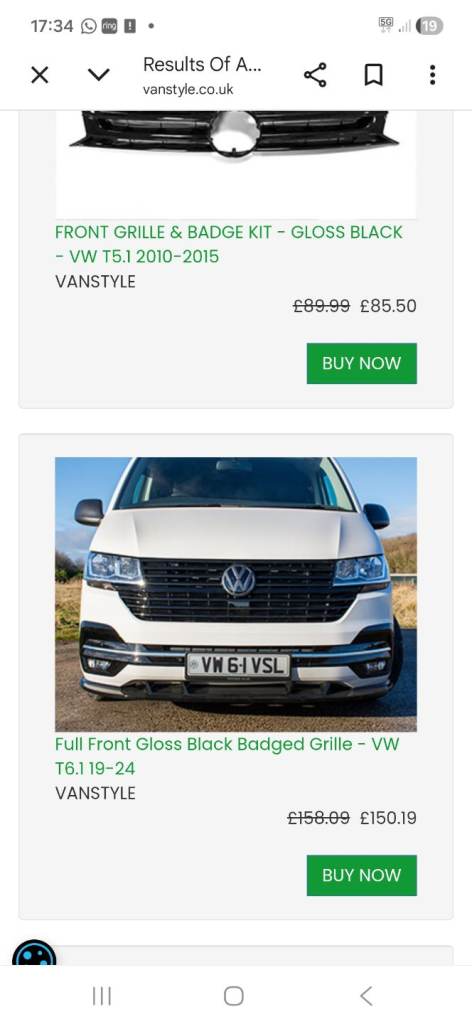 Transporter gloss black front grille T6.1 brand new unopened 