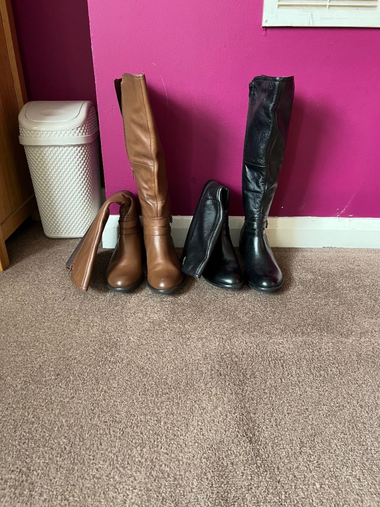 Ladies Leather Knee-High Boots – Black and Brown Pairs