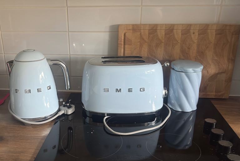 SMEG Kettle & Toaster Set - Pastel Blue, Fair Condition