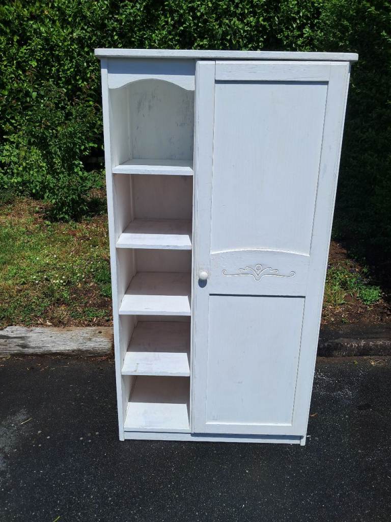 FREE White Wooden Wardrobe with Shelves – Good Condition