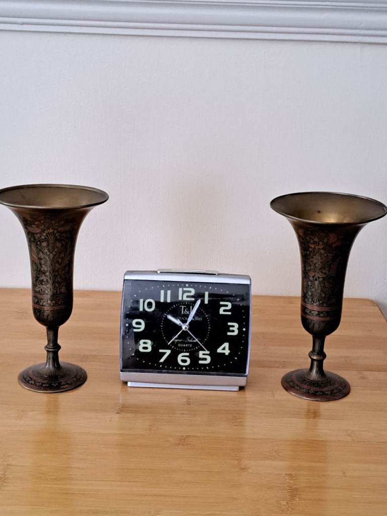 Pair of Decorative Brass Vases – Good Condition
