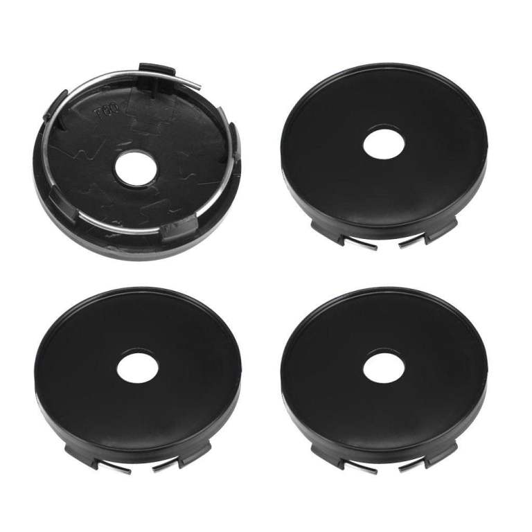 4x Universal Black Alloy Wheel Center Caps / Centre Caps (56 mm ID - 60 mm OD)