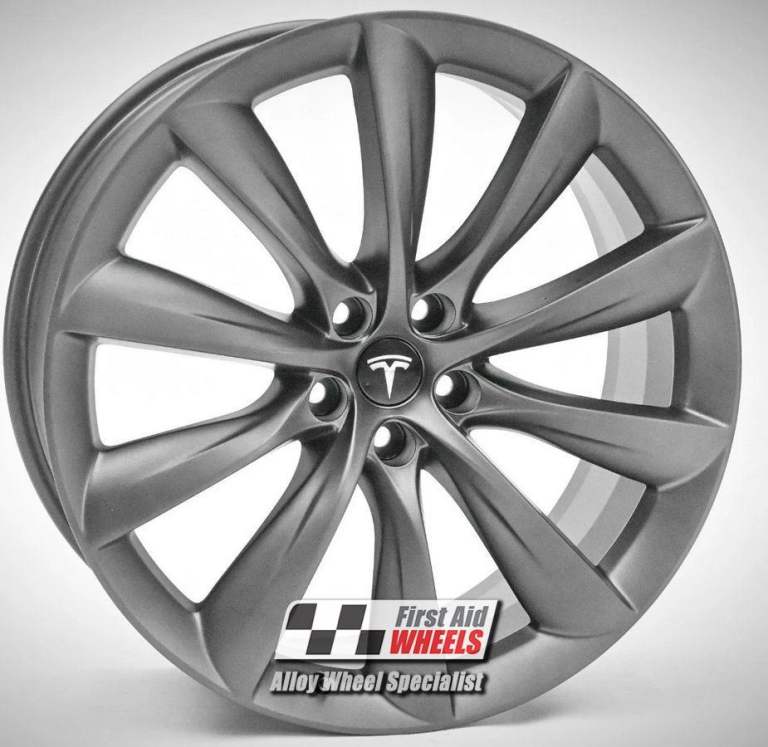 R621LAS Swap TESLA MODEL X 4x 22'' GENUINE TURBINE LIGHT SATIN ANTHRACITE GREY ALLOY WHEELS