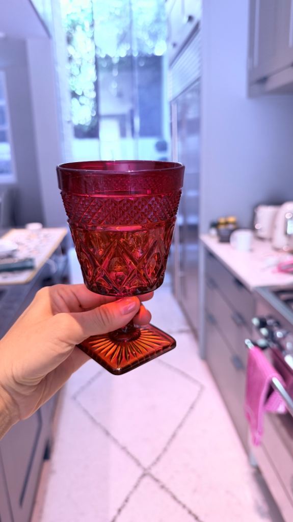 Set of 6 Ruby Red Vintage-Style Glass Goblets