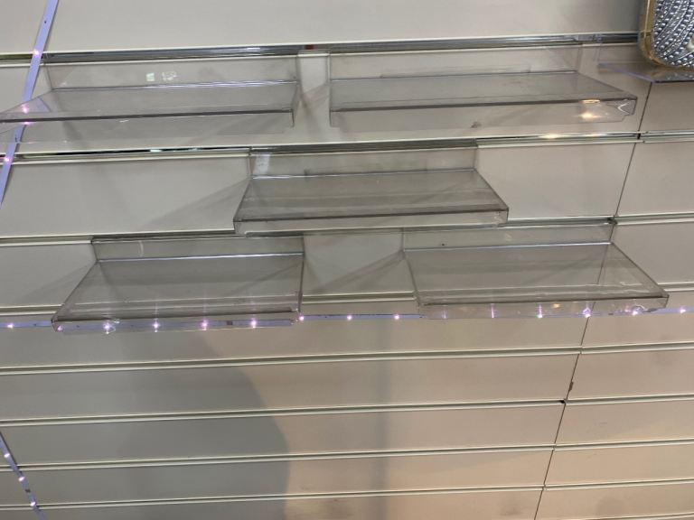 Clear Acrylic Slatwall Shelves 5 pcs - 25cm Floating Display Trays for Retail & Home