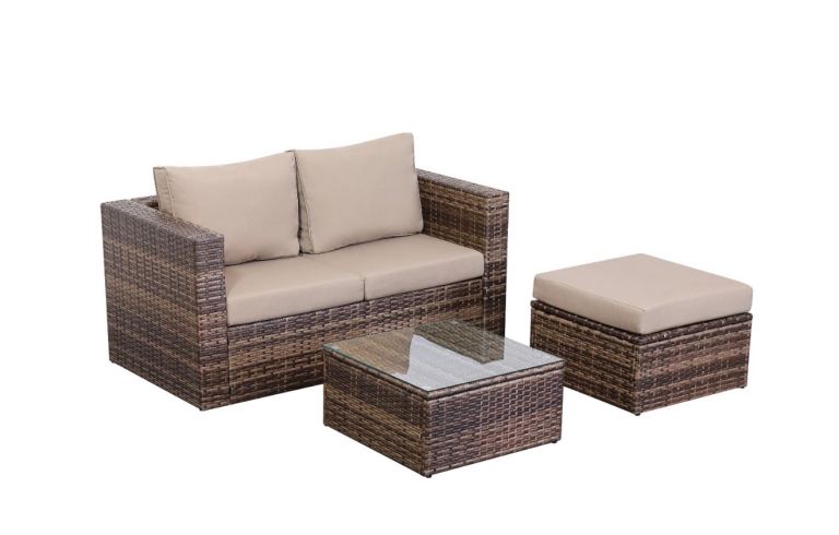 Brand New Rattan Garden Sofa Set – 2 Seater 3 Piece Outdoor Furniture (Boxed) 