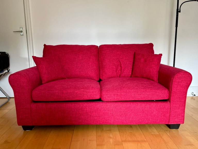 Furniture for sale: red sofa bed, black dining table & 2 chairs, and TV stand, Richmond.