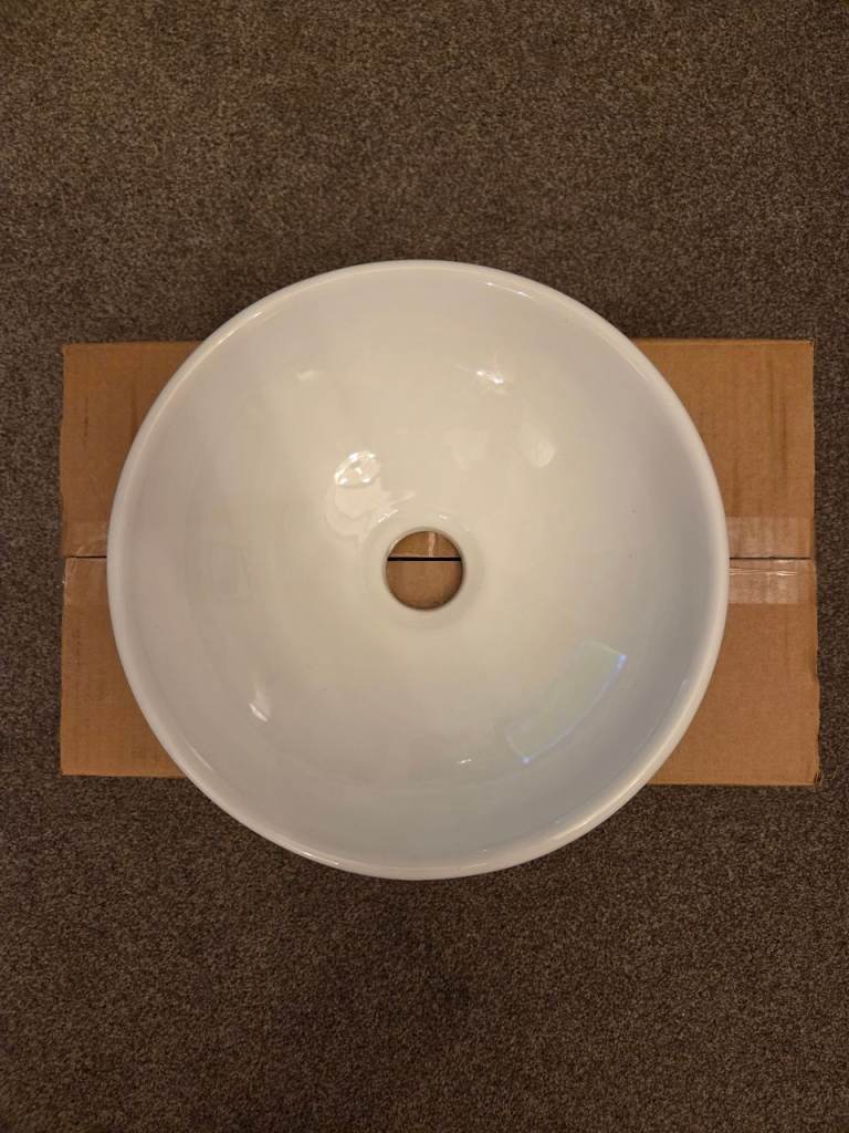 image for 285mm Gloss White Round Countertop Basin