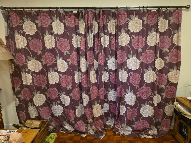 Flower design curtains 220cm drop x 220cm width (per curtain), pencil pleat collection Salhouse