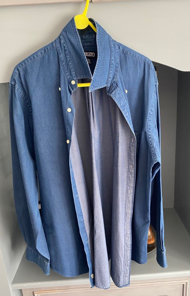 Lands' End Men's Denim Shirt - Large, Regular Fit