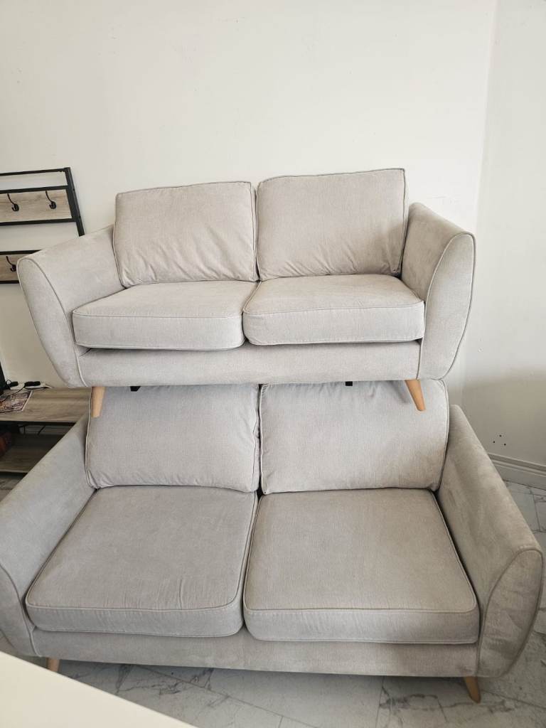 DFS 3 & 2 Seater Sofas in Pale Grey Fabric 