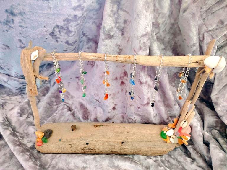 *Handmade* Silver Chain Bracelets and earrings with semi precious Colourful Stone Charms 