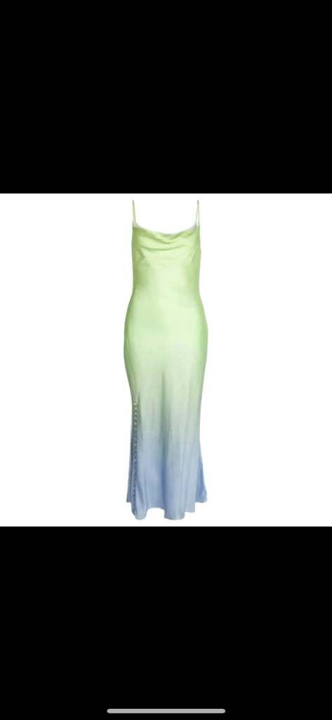 Olivia Ruben prom dress tie die summer evenings maxi green blue dress 