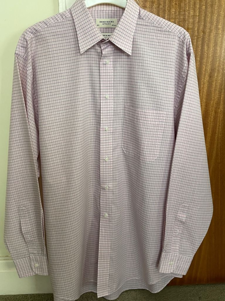 Men’s Debenhams Pink And Grey Striped Formal Shirt