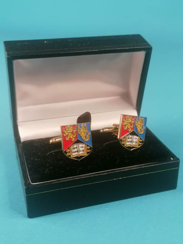 Vintage man's Birmingham University Enamel Cuff Links In Box. 