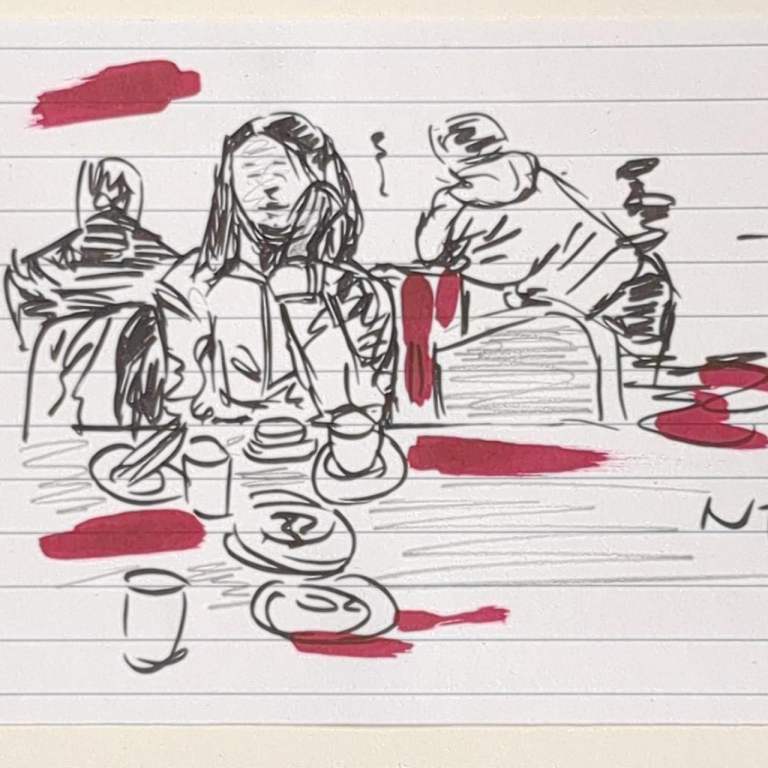 Art Drawing 'At The Restaurant'    