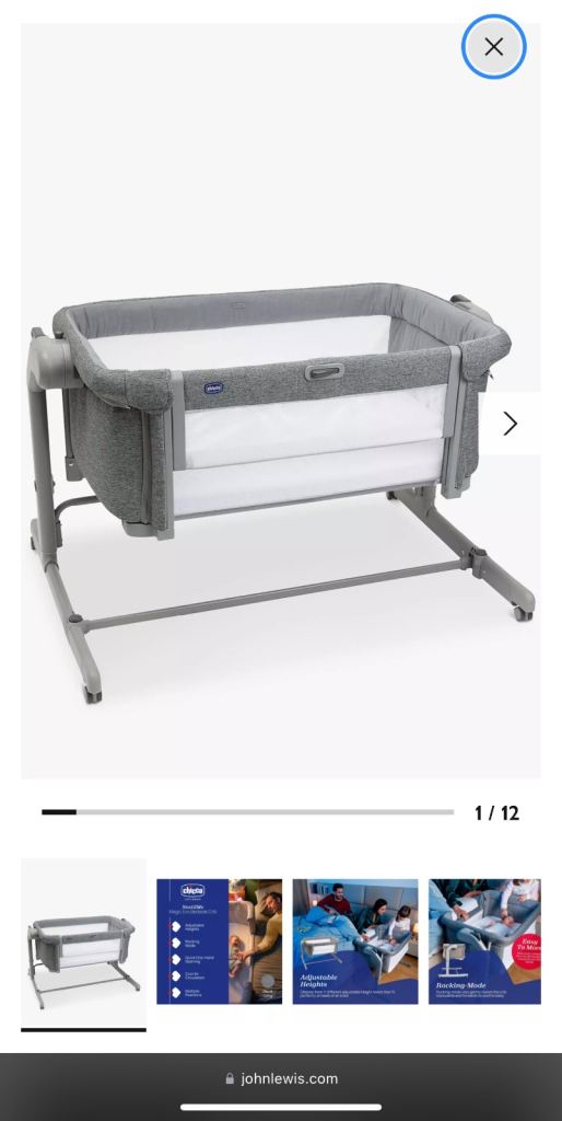 Chicco Next2Me Magic Evo Cot Dark Grey – As New