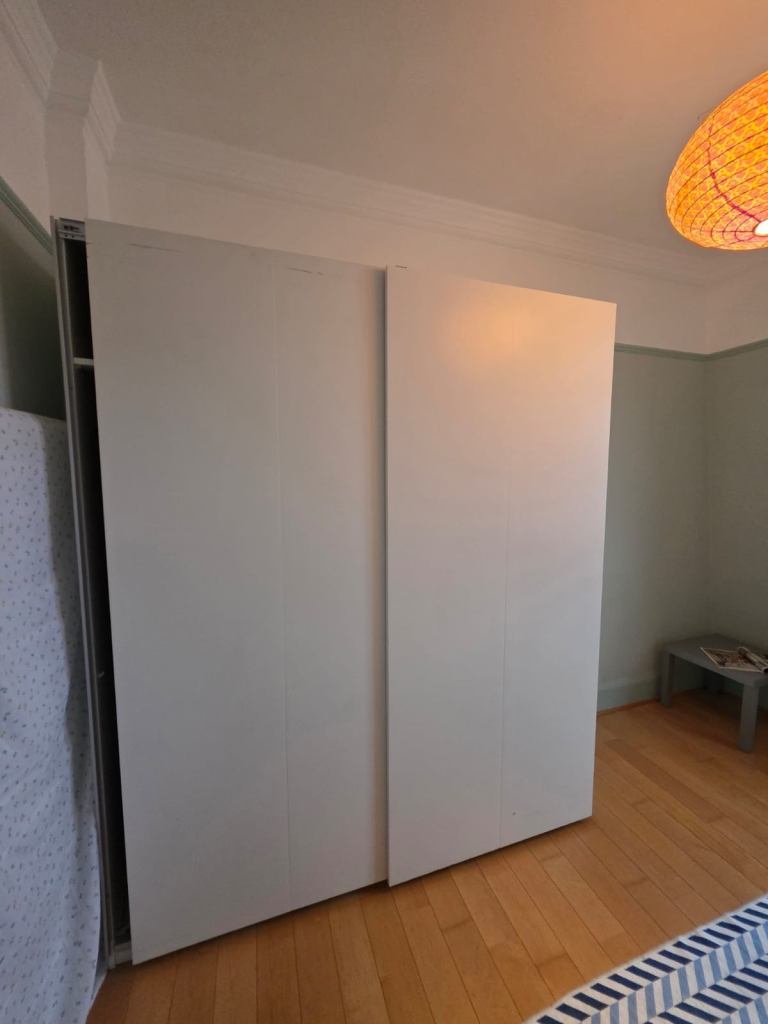 IKEA PAX / HASVIK Wardrobe – White, Sliding Doors, 200x66x236 cm + LACK shelf