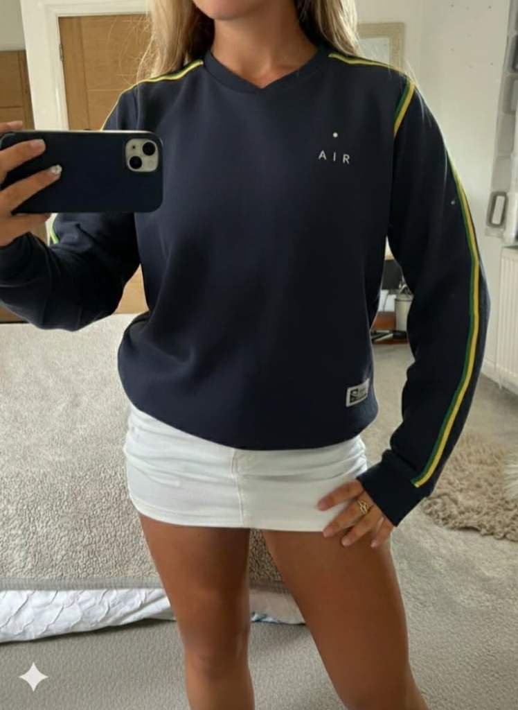 image for Vintage Nike Air Long Sleeve Shirt - Player 4-4-2 - Navy - Tagged M (Fits XS/S)