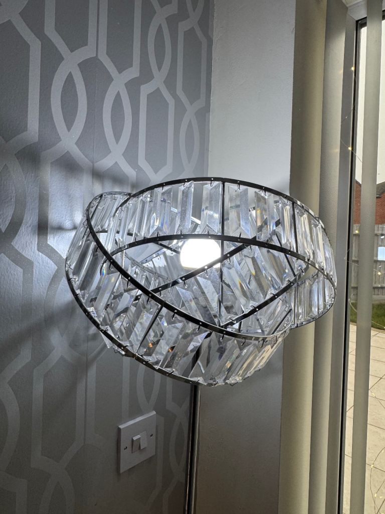 Crystal and chrome floor lamp