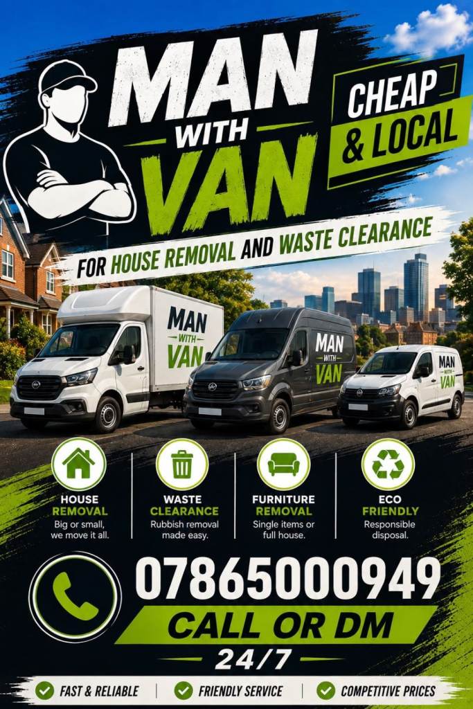 PROFESSIONAL CHEAP MAN AND VAN SOFA DELIVERY BIKE RECOVERY PUMP TRUCK LUTON VAN WASTE CLEARANCE 24/7