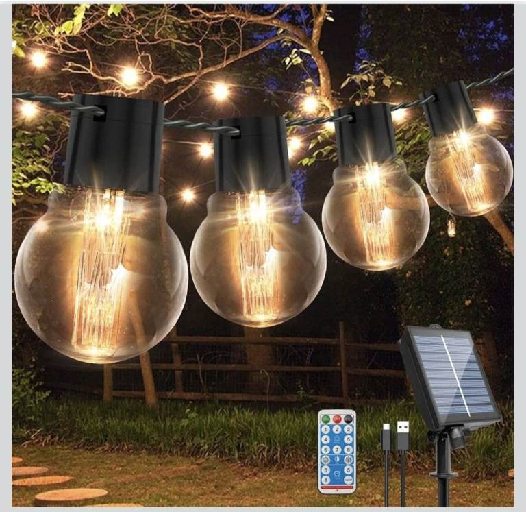  Solar Lights Outdoor, 20 Bulbs Solar String Lights Outdoor Garden, Remote Control 