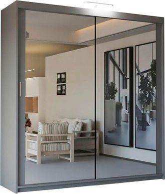 Mirror Sliding Wardrobe 4 door with LED Light 203 cm x 217 cm x 62 cm