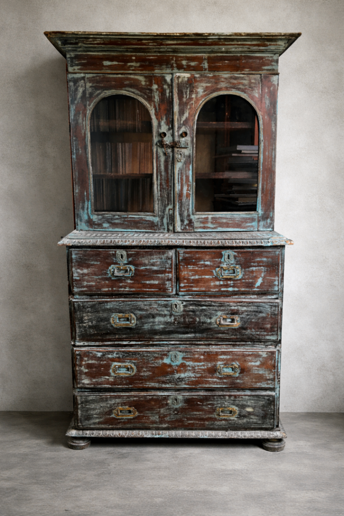 Antique Indian dresser with original distressed paint work