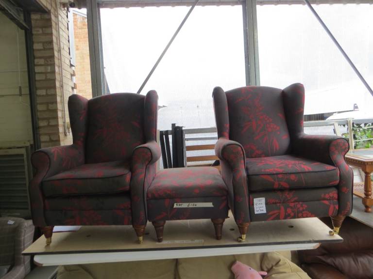 2 Armchairs + Footstool Set (Kenilworth Lions Furniture Store) Ref. G32