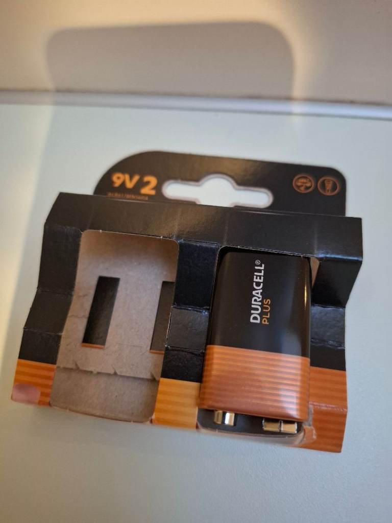 One x 9V Duracell Plus battery  - new and unused. 