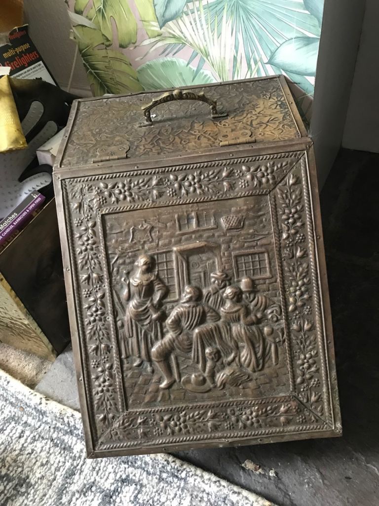 Brass log or coal scuttle