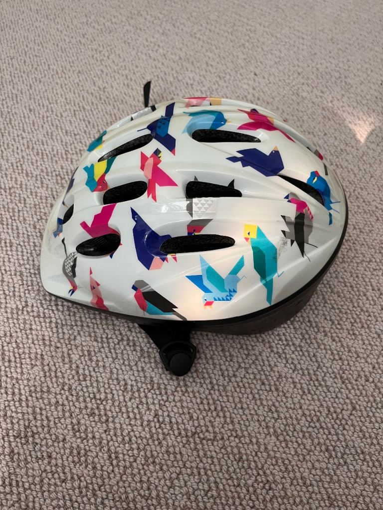Kids' Bike Helmet with Colourful Bird Pattern - Excellent Condition