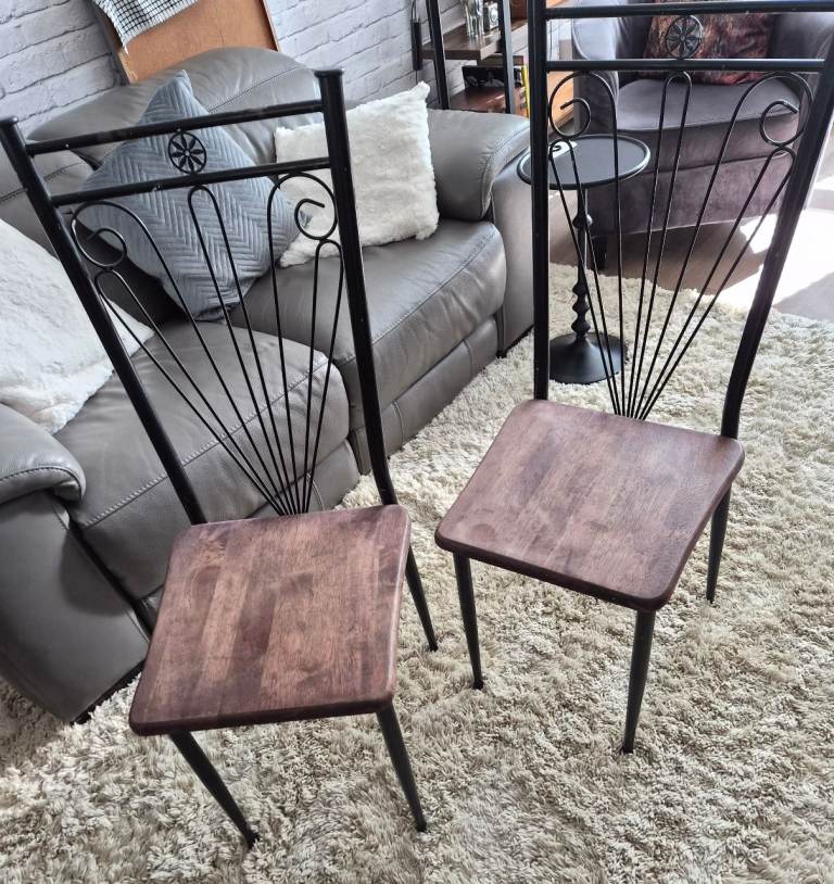 Free two metal chairs wooden seats