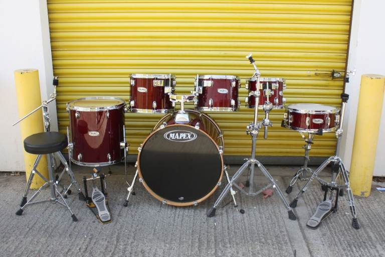 Mapex M Cherry Red Lacquered ~ Like New ~ 6 Piece Drum Kit ~ 22in Bass + All Hardware ~ £525 ono