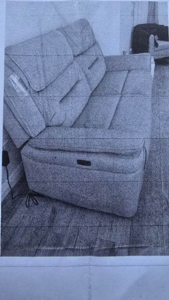 Grey Fabric electric recliner , three seater Sofa