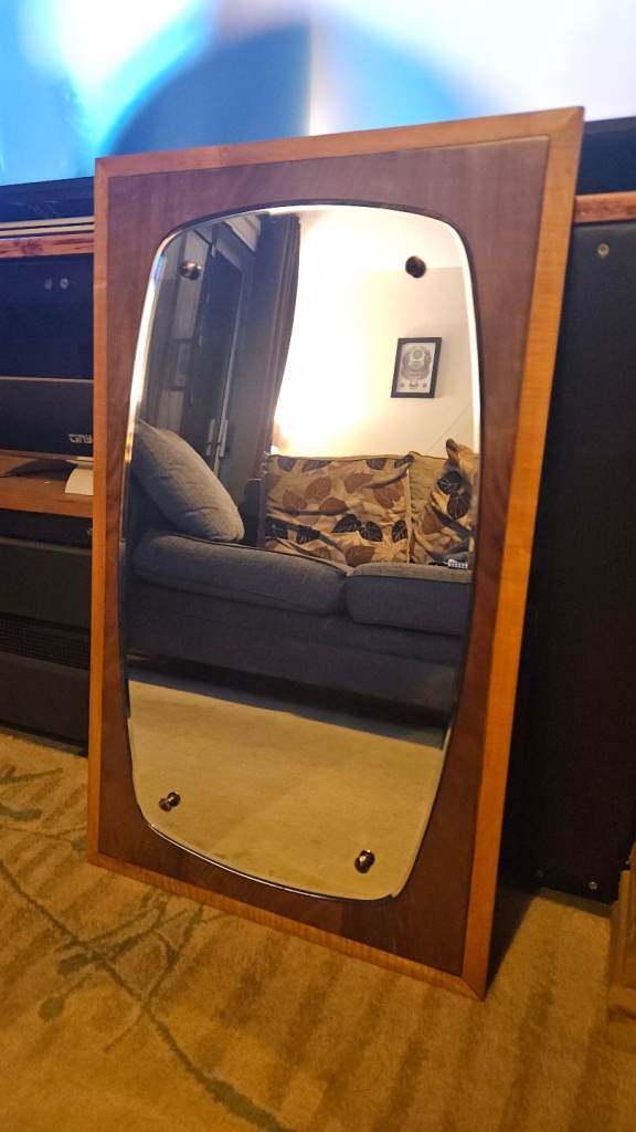 Mid century teak framed mirror 