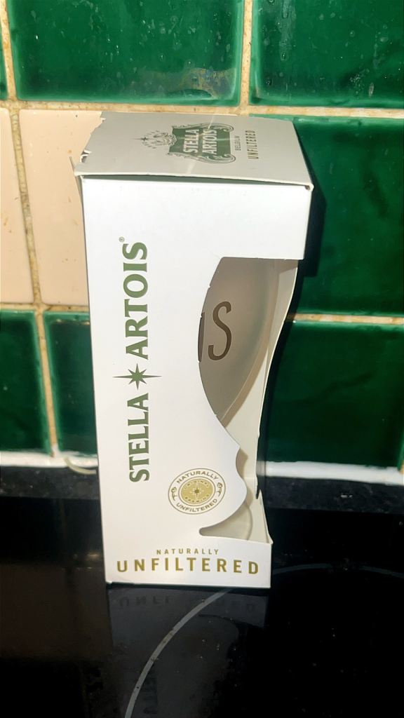 Stella unfiltered 1/2 pint glasses x4