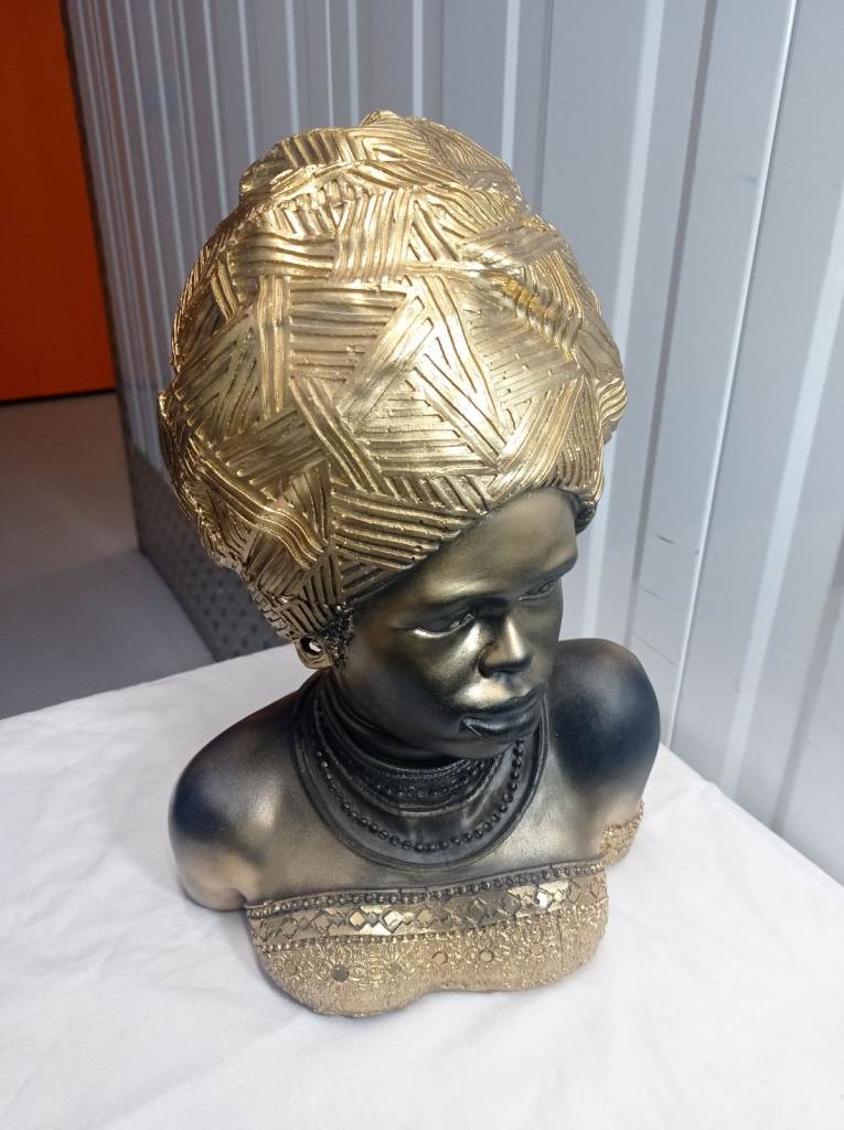 African Beauty Gold & Black Bust, New