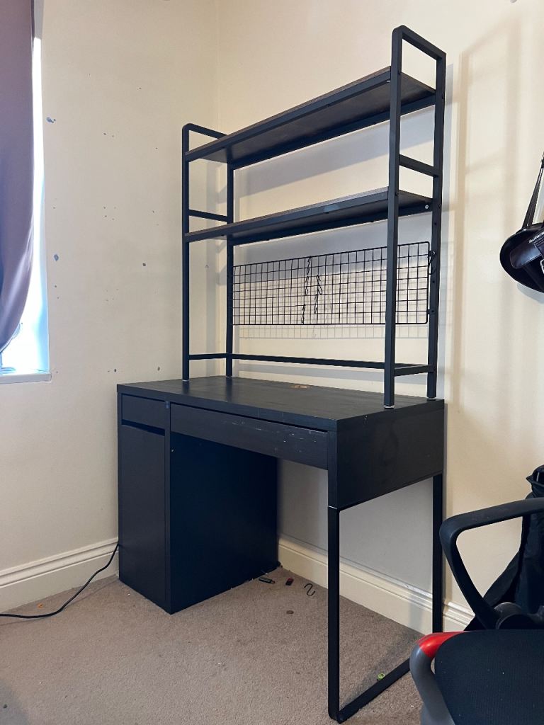 FREE Black Desk with Shelving Unit – Collection Only