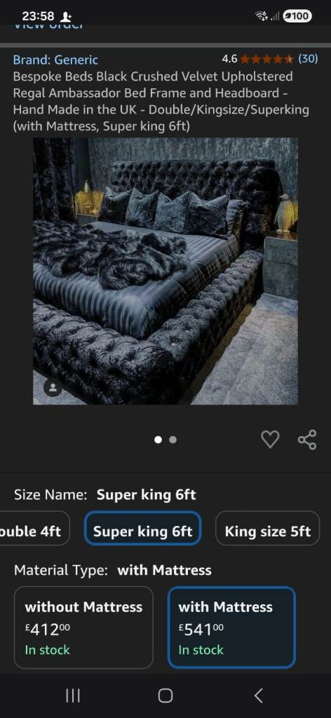 Black super king size bed